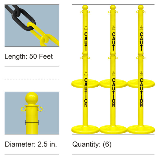 Black and Yellow, Caution Label Stanchion and Chain Kit