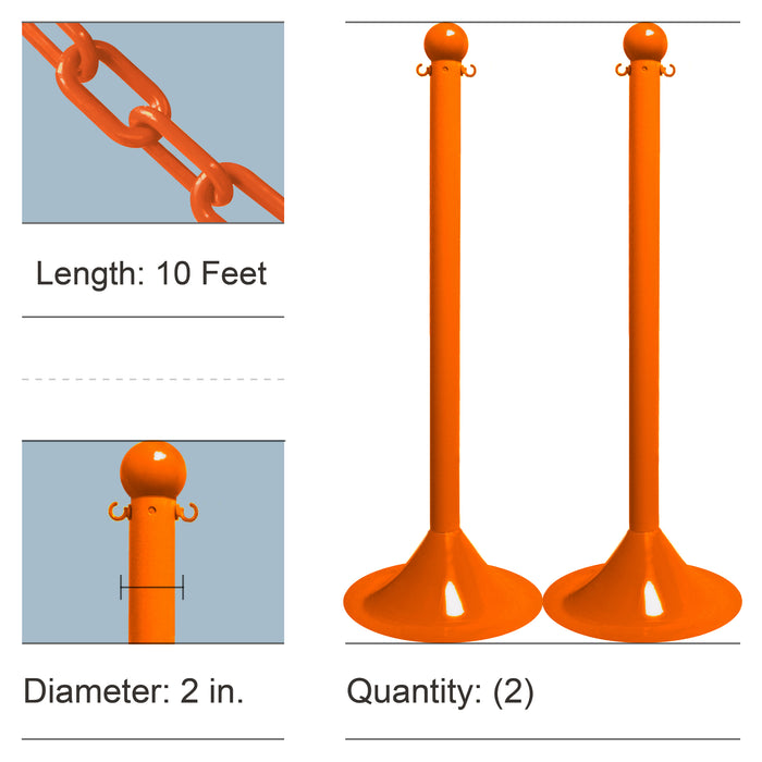2 Inch - Light Duty, Safety Orange, 2