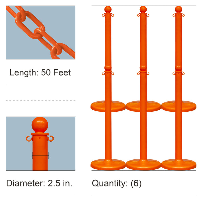 2.5 Inch - Medium Duty, Safety Orange, 6