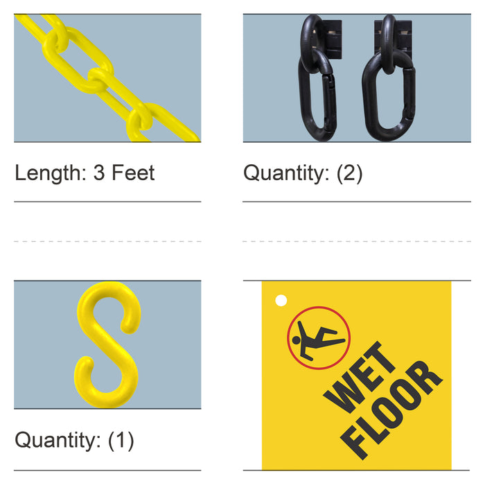 Yellow, Wet Floor Sign Kit, 3 Feet