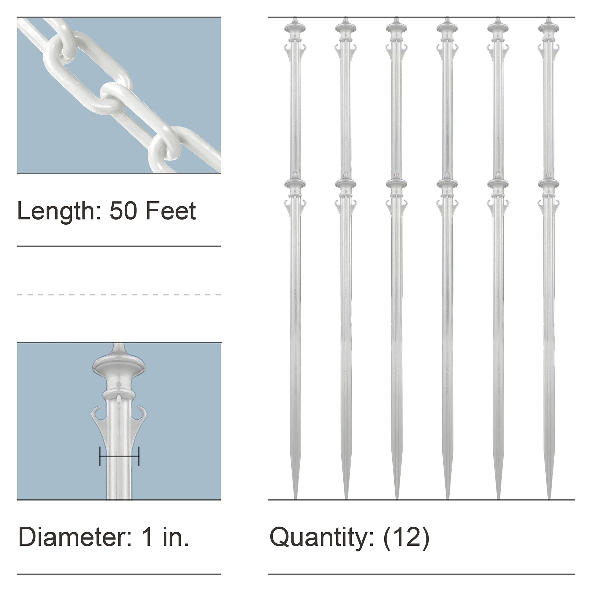 Colonial Ground Post Kits with Plastic Chain — Mr. Chain
