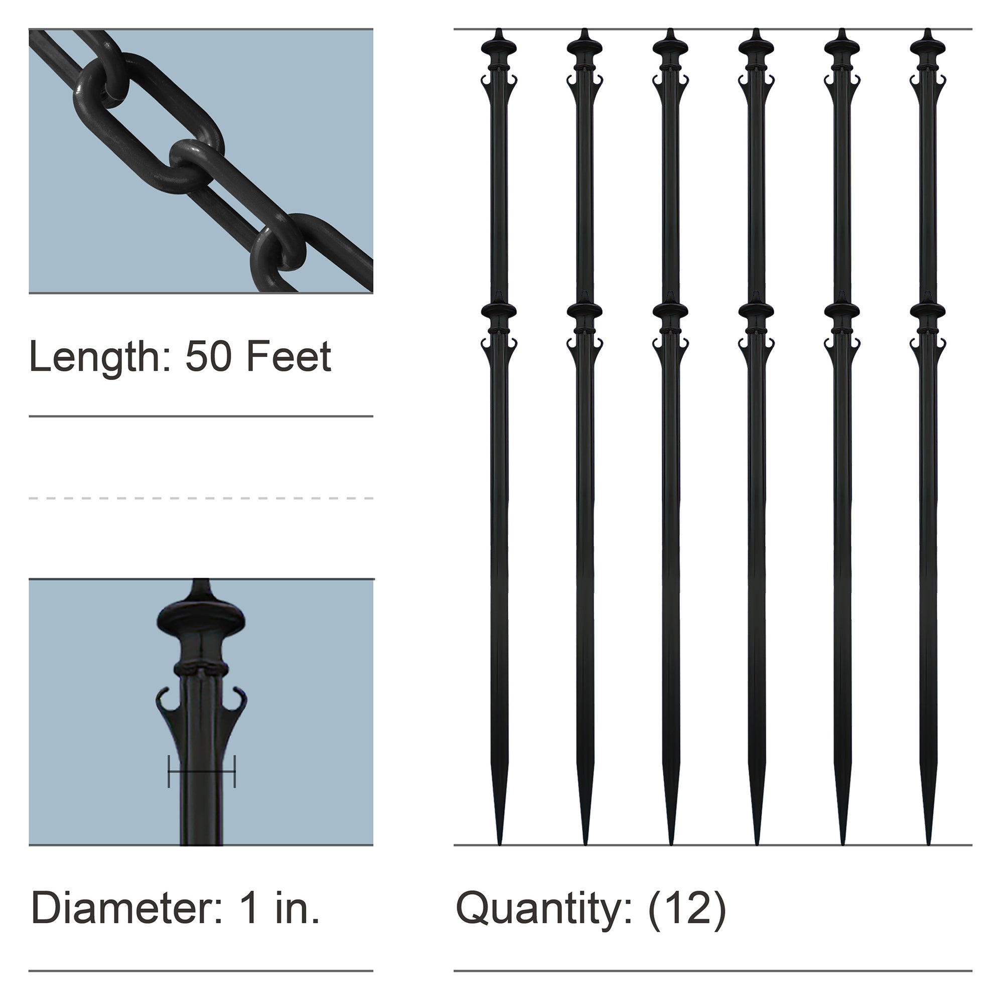 Colonial Ground Post Kits with Plastic Chain — Mr. Chain