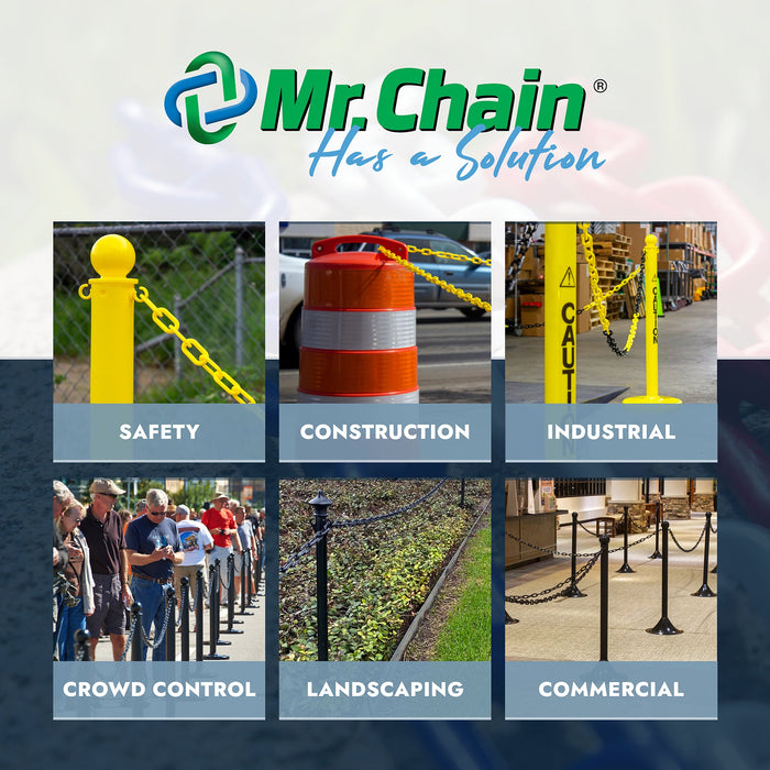 Mr. Chain Plastic Chain Barrier, 1-1/2x25'L, White 30001-25
